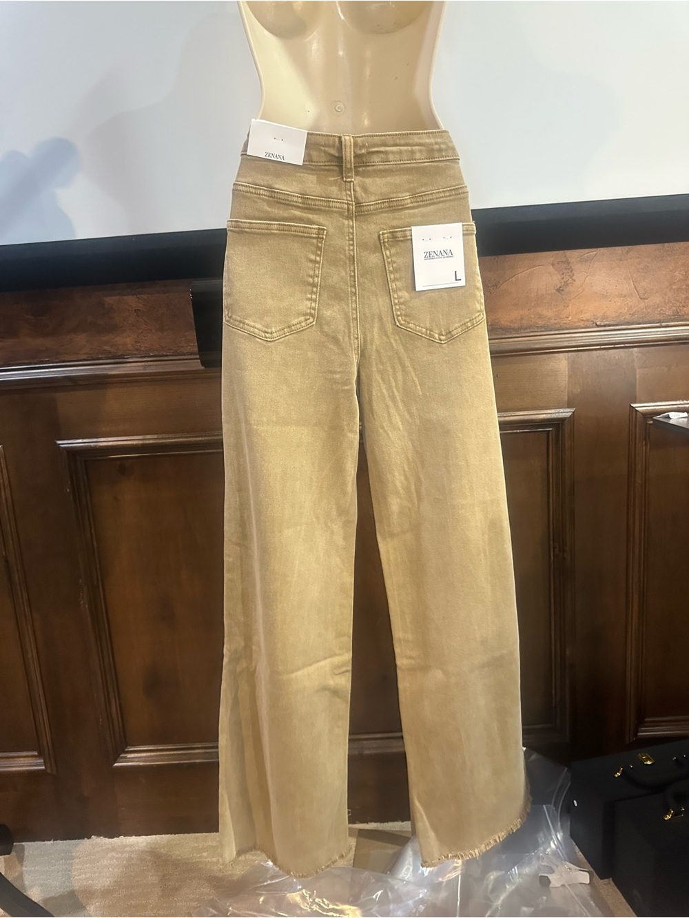 NWT SIZE L Zenana Outfitters High-Rise Wide Leg Jeans in Camel - Picture 7 of 15